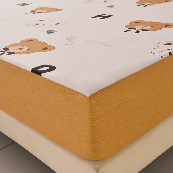 91家纺网 家纺一手货源 找家纺 床笠人家 2025新款全棉印花防水床笠防水隔尿透气-印花防水床笠 贝贝熊