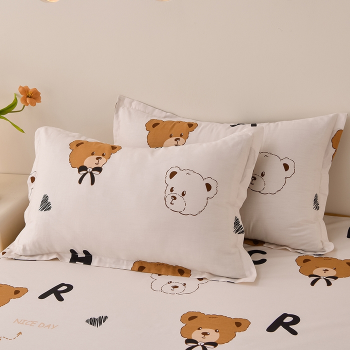 91家纺网 家纺一手货源 找家纺 床笠人家 2025新款全棉印花防水床笠防水隔尿透气-印花防水床笠 贝贝熊