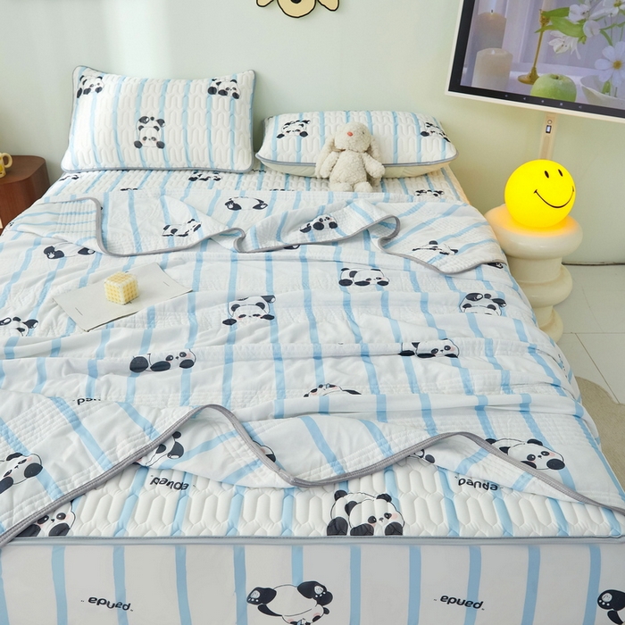 91家纺网 家纺一手货源 找家纺 LIFE.丽芙 2024年新品0.4乳胶凉席加厚床笠款三件套+凉感丝夏被可组合四件套-图片一 小熊猫