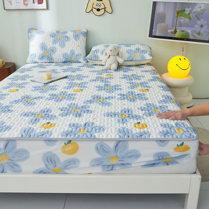 91家纺网 家纺一手货源 找家纺 LIFE.丽芙 2024年新品0.4乳胶凉席加厚床笠款三件套图片一 向阳花