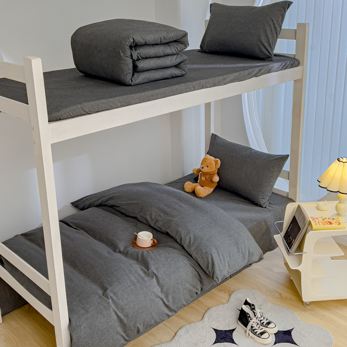 91家纺网 家纺一手货源 找家纺 久典家居 2024新款A类全棉学生款三件套 深灰