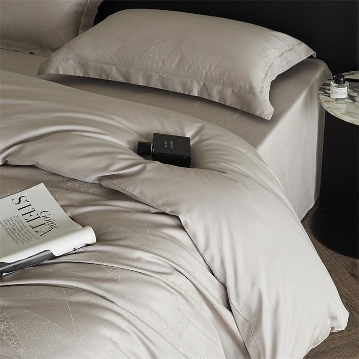 91家纺网 家纺一手货源 找家纺 梦享生活家居 2024新款100支贡缎提花四件套 格林-米杏