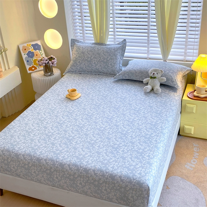 91家纺网 家纺一手货源 找家纺 宝齐莱家纺 2024新款13372全棉印花系列单品床笠 花影-兰