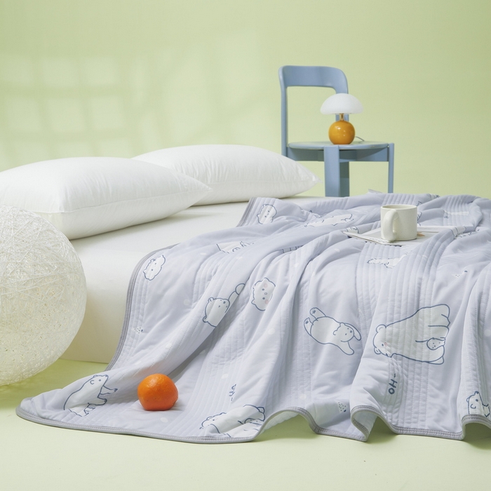 91家纺网 家纺一手货源 找家纺 LIFE.丽芙 2024年新品韩式风凉感丝夏被-跑量 北极熊-灰