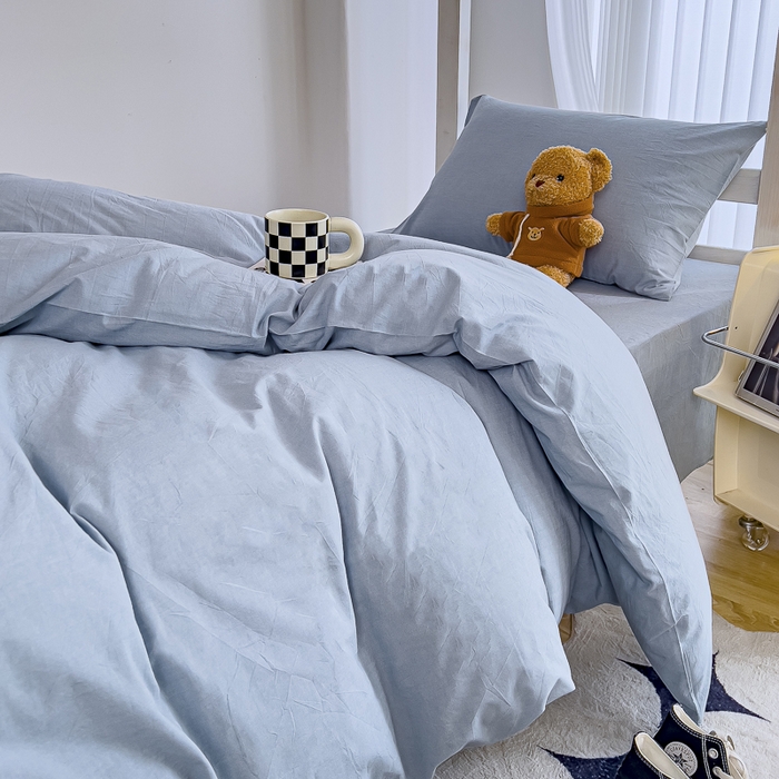 91家纺网 家纺一手货源 找家纺 久典家居 2024新款A类全棉学生款三件套 浅水蓝