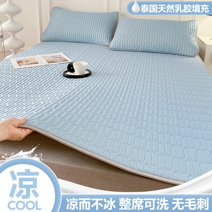 91家纺网 家纺一手货源 找家纺 （总）福来临家纺 2025新款A类纯色凉感丝含胶床席凉席夏被三件套