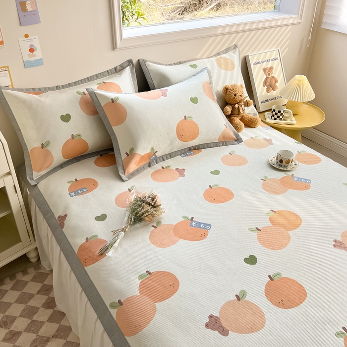 91家纺网 家纺一手货源 找家纺 懒猫家纺 2024新款250D数码印花宽边圆网冰丝席 大吉大利