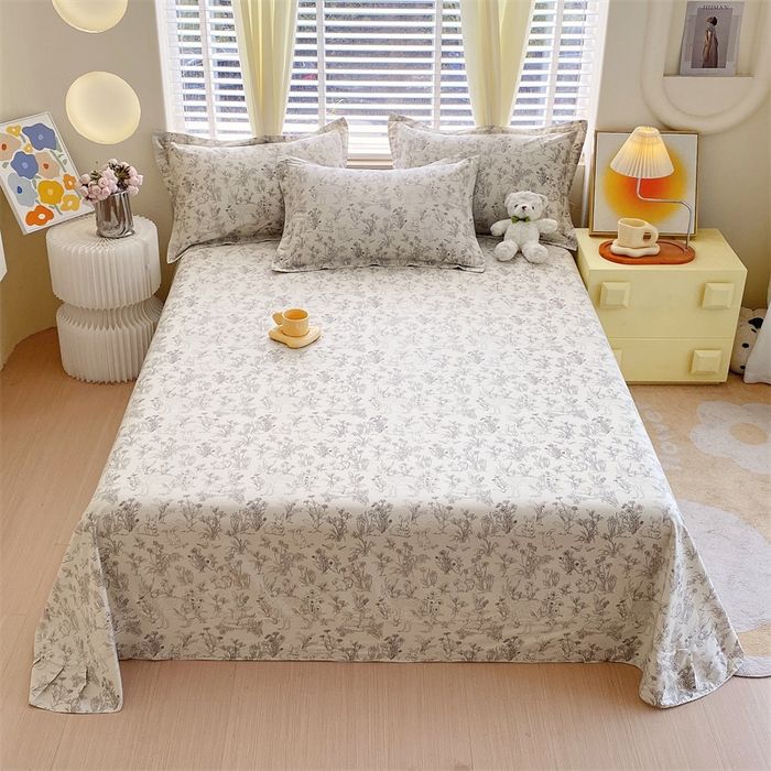 91家纺网 家纺一手货源 找家纺 宝齐莱家纺 2024新款13372全棉印花四件套单品系列-床单 动物之森