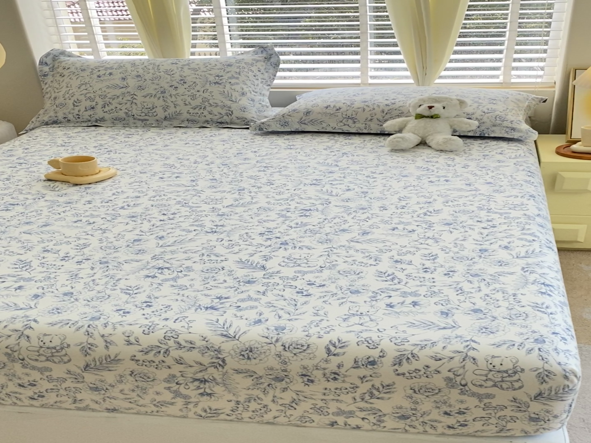 91家纺网 家纺一手货源 找家纺 宝齐莱家纺 2024新款13372全棉印花系列单品床笠 花倾城