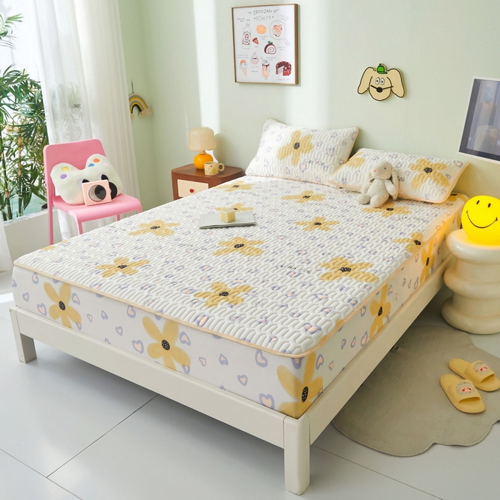 91家纺网 家纺一手货源 找家纺 LIFE.丽芙 2024年新品0.4乳胶凉席加厚床笠款三件套图片一 寐色