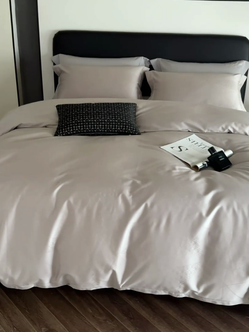 91家纺网 家纺一手货源 找家纺 梦享生活家居 2024新款100支贡缎提花四件套 格林-米杏