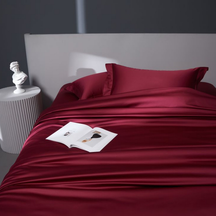 91家纺网 家纺一手货源 找家纺 2024新款定织新布种S120长绒棉四件套-黛西 酒红