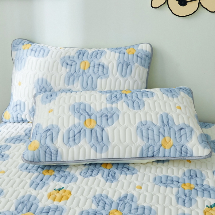 91家纺网 家纺一手货源 找家纺 LIFE.丽芙 2024年新品0.4乳胶凉席加厚床笠款三件套+凉感丝夏被可组合四件套-图片一 向阳花