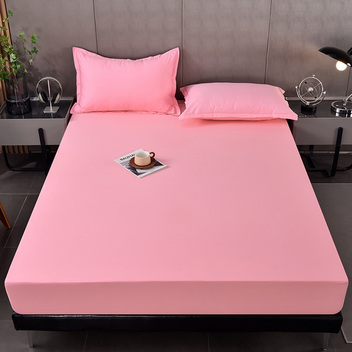 91家纺网 家纺一手货源 找家纺 床笠人家 2025新款全棉纯色防水床笠防水隔尿透气-纯色防水床笠 粉色