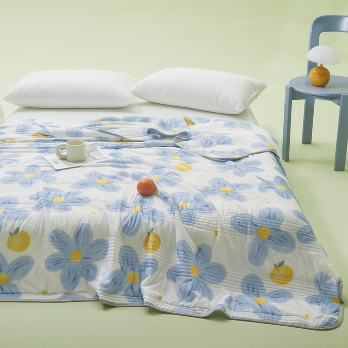 91家纺网 家纺一手货源 找家纺 LIFE.丽芙 2024年新品韩式风凉感丝夏被-跑量 向阳花