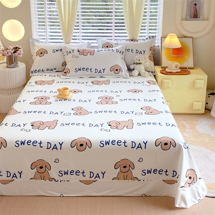 91家纺网 家纺一手货源 找家纺 宝齐莱家纺 2024新款13372全棉印花四件套单品系列-床单 奶糖