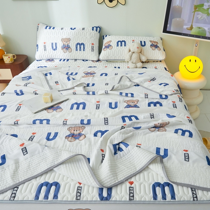 91家纺网 家纺一手货源 找家纺 LIFE.丽芙 2024年新品0.4乳胶凉席加厚床笠款三件套+凉感丝夏被可组合四件套-图片一 妙妙熊