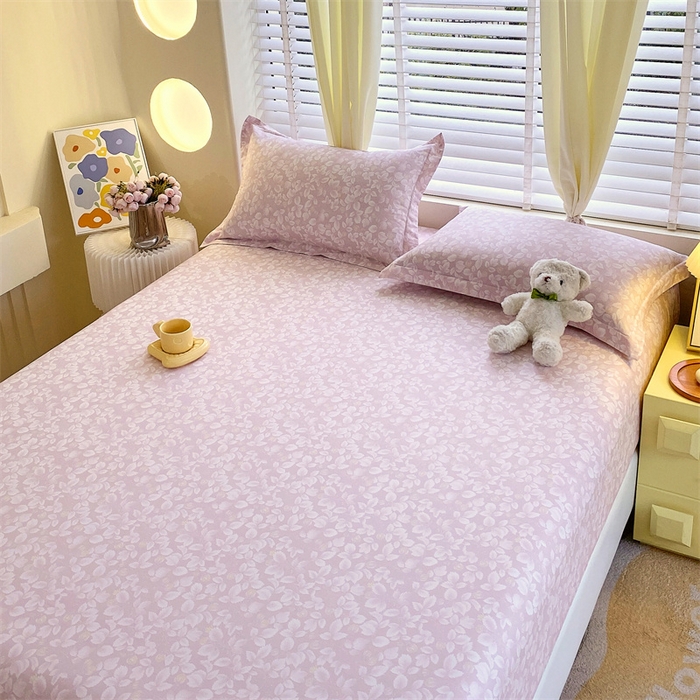 91家纺网 家纺一手货源 找家纺 宝齐莱家纺 2024新款13372全棉印花系列单品床笠 花影-粉