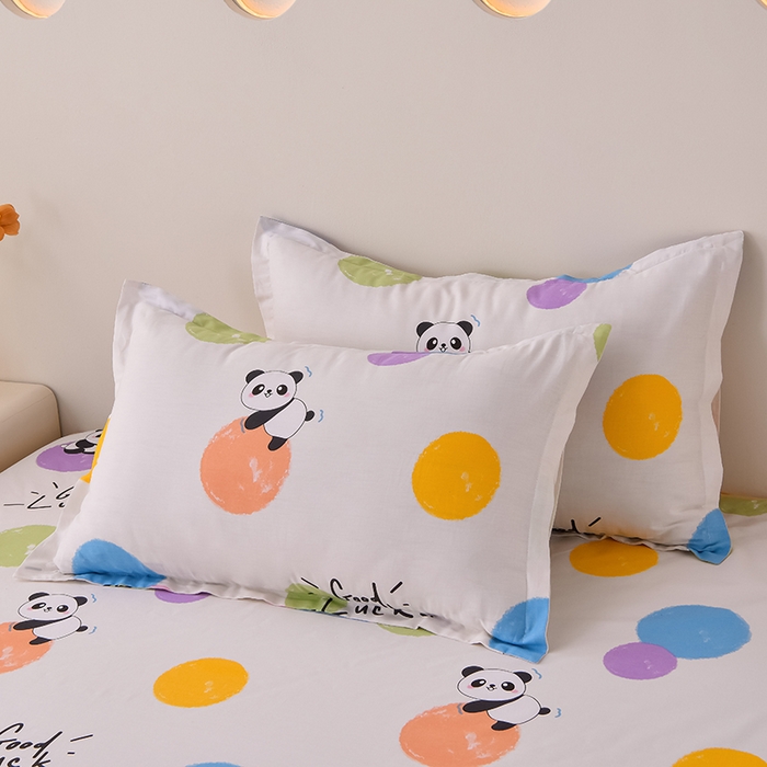 91家纺网 家纺一手货源 找家纺 床笠人家 2025新款全棉印花防水床笠防水隔尿透气印花防水床笠 波点熊猫