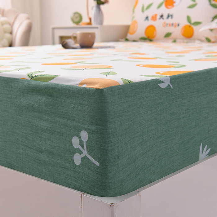 91家纺网 家纺一手货源 找家纺 床笠人家 2025新款全棉印花防水床笠防水隔尿透气-印花防水床笠 大桔大利