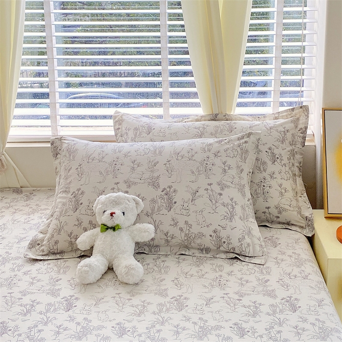 91家纺网 家纺一手货源 找家纺 宝齐莱家纺 2024新款13372全棉印花系列单品枕套 动物之森