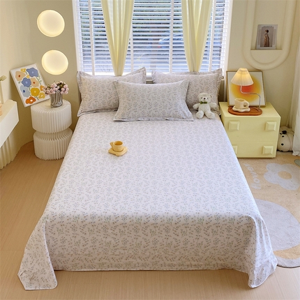 91家纺网 家纺一手货源 找家纺 宝齐莱家纺 2024新款13372全棉印花四件套单品系列-床单 淡雅