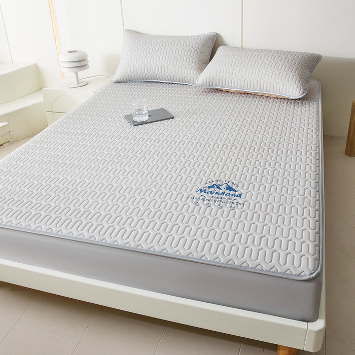 91家纺网 家纺一手货源 找家纺 LIFE.丽芙 2024新款乳胶凉席素色-富士山烫画床笠款 珍珠灰