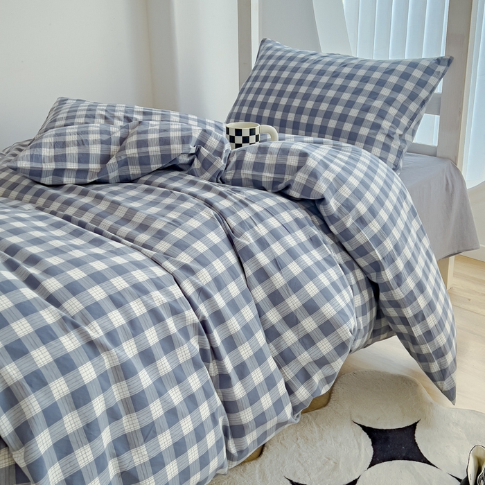 91家纺网 家纺一手货源 找家纺 久典家居 2024新款A类全棉学生款三件套 清雅蓝