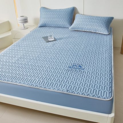 LIFE.丽芙 2024新款乳胶凉席素色-富士山烫画床笠款 宾利蓝
