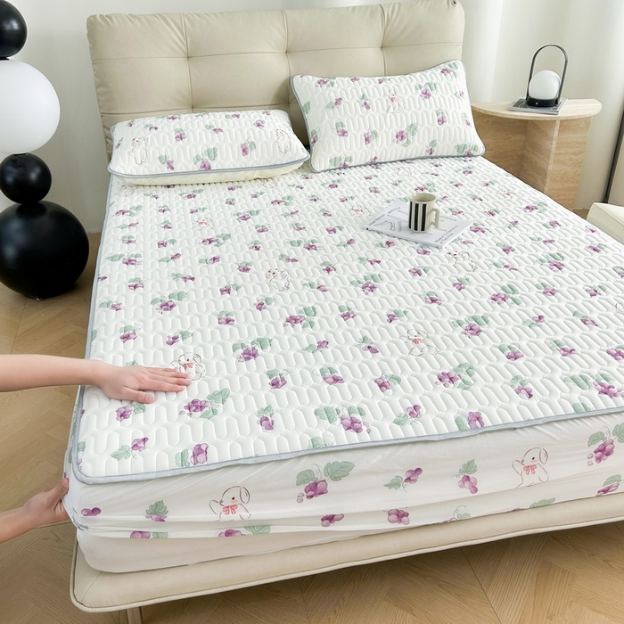 91家纺网 家纺一手货源 找家纺 LIFE.丽芙 2024年新品0.4乳胶凉席加厚床笠款三件套图片二 葡萄园