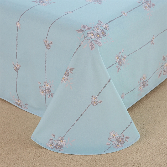 91家纺网 家纺一手货源 找家纺 金泰莱 2025新款原棉全棉老粗布凉席三件套全棉床单纯棉床单软凉席 悠然绽放-蓝