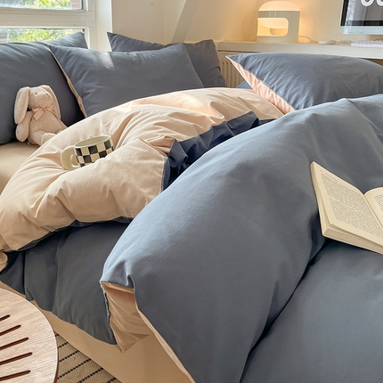 91家纺网 家纺一手货源 找家纺 （总）米粒  2024新款纯色简约双拼磨毛四件套