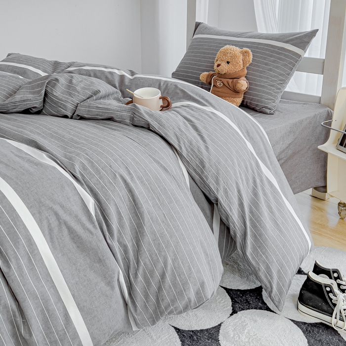 91家纺网 家纺一手货源 找家纺 久典家居 2024新款A类全棉学生款三件套 极简灰