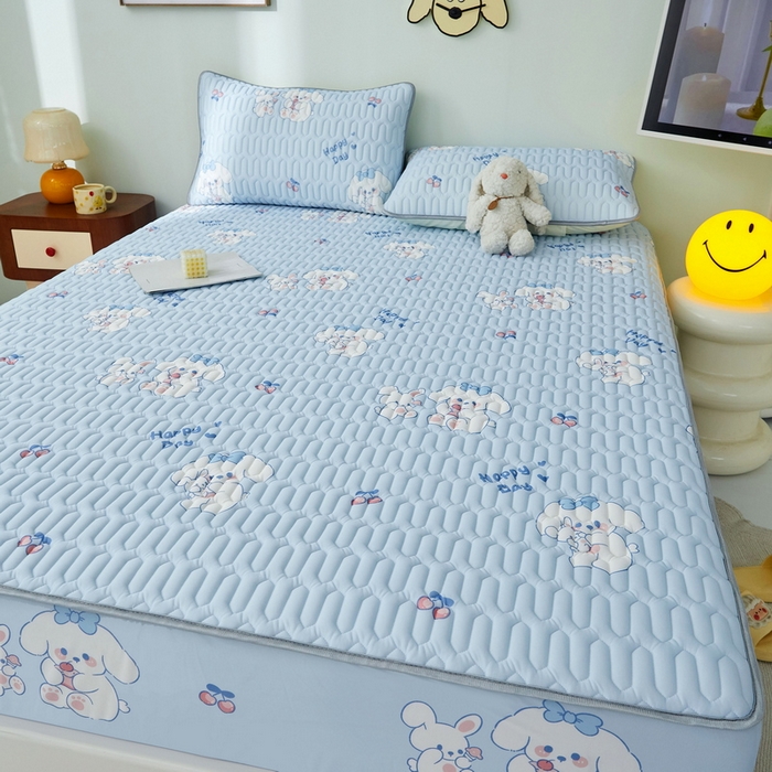 91家纺网 家纺一手货源 找家纺 LIFE.丽芙 2024年新品0.4乳胶凉席加厚床笠款三件套图片一 快乐狗