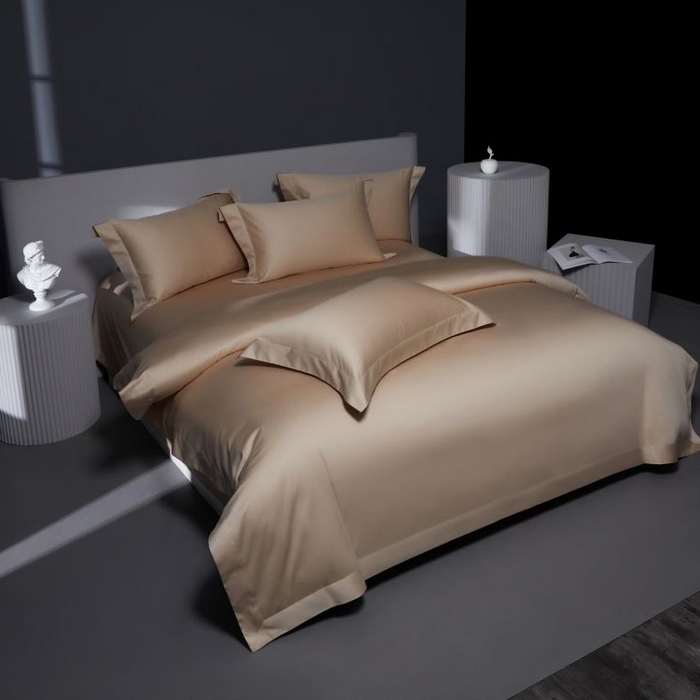 91家纺网 家纺一手货源 找家纺 2024新款定织新布种S120长绒棉四件套-黛西 卡其