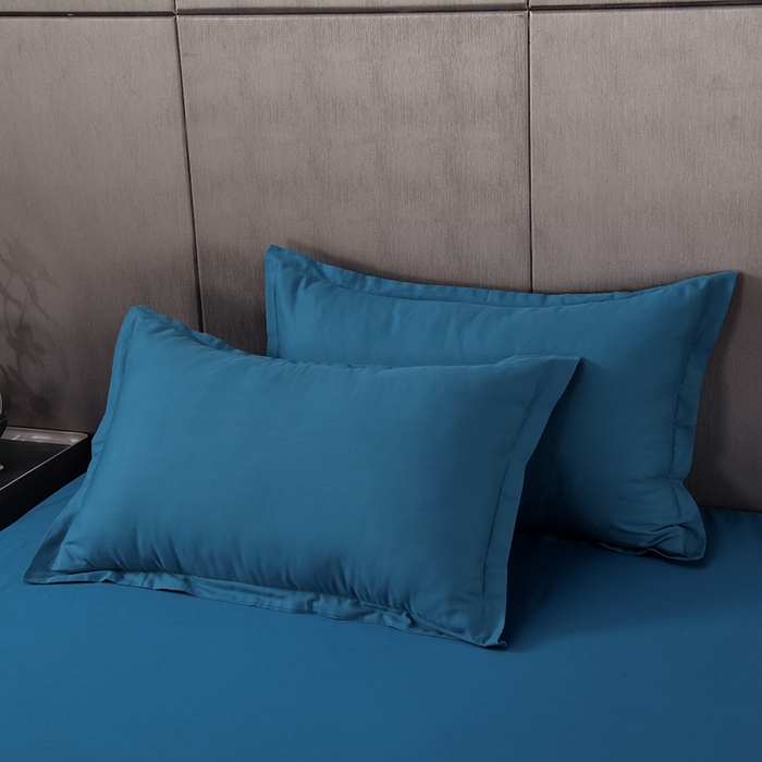 91家纺网 家纺一手货源 找家纺 床笠人家 2025新款全棉纯色防水床笠防水隔尿透气-纯色防水床笠 蓝色