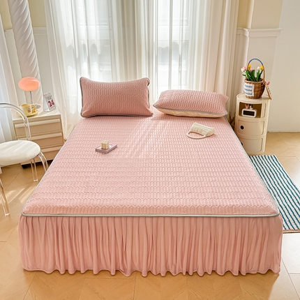 91家纺网 家纺一手货源 找家纺 伊人坊 2024新款A类凉感丝乳胶凉席床裙款床席 香妃玉