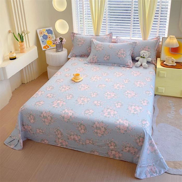 91家纺网 家纺一手货源 找家纺 宝齐莱家纺 2024新款13372全棉印花四件套单品系列-床单 莫奈花园-兰