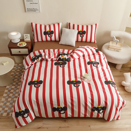 91家纺网 家纺一手货源 找家纺 （总）网客家纺 2024新款全棉条纹印花四件套