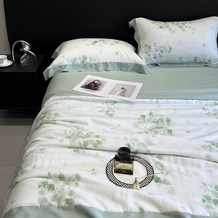 91家纺网 家纺一手货源 找家纺 南通朵美纺织品有限公司 2024新款50支天丝印花单夏被 武陵春（绿）