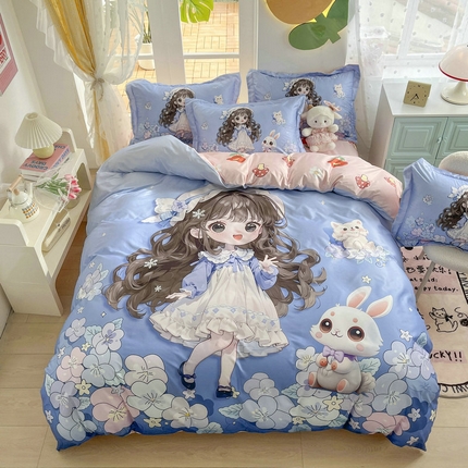 91家纺网 家纺一手货源 找家纺 （总）宝薇家纺2025春夏新品数码印花60支有氧真丝水洗夏季天丝四件套