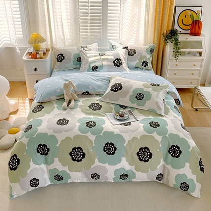 美宜家  2025新款植物羊绒加厚斜纹磨毛单被套四件套 七里香