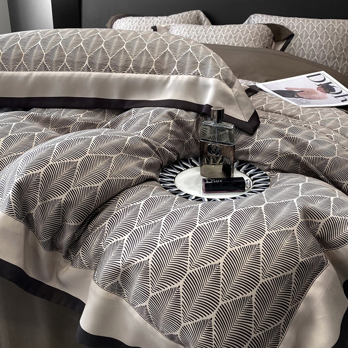 91家纺网 家纺一手货源 找家纺 （总）优悦生活馆 2024新款轻奢天丝印花宽边拼角四件套系列-绿野仙踪