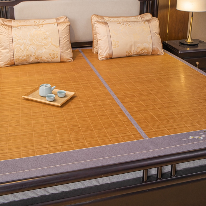 91家纺网 家纺一手货源 找家纺 新月家纺（锦威郎） 2024新款夏季竹席冰藤折叠双面席子 冰玉养生席