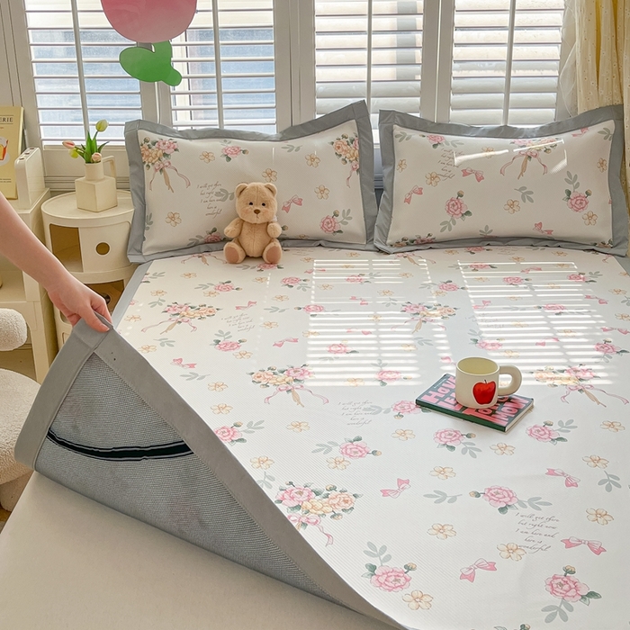 91家纺网 家纺一手货源 找家纺 星座-2025大斜纹复合冰丝凉席 拈花湾粉