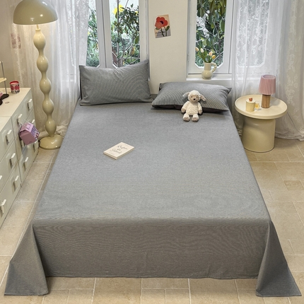 91家纺网 家纺一手货源 找家纺 （总）蓝邻 2024新款全棉无印风全棉色织水洗棉单品床单