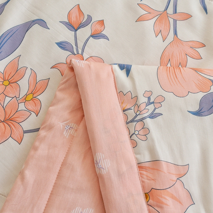 91家纺网 家纺一手货源 找家纺 德芙 2024新款全棉小碎花夏被被子被芯 杏雨梨花