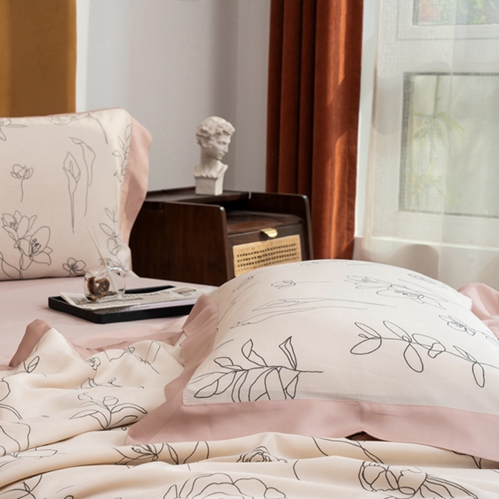 91家纺网 家纺一手货源 找家纺 黛舒家居 2024新款莱赛尔天丝大豆夏被四件套 花魅