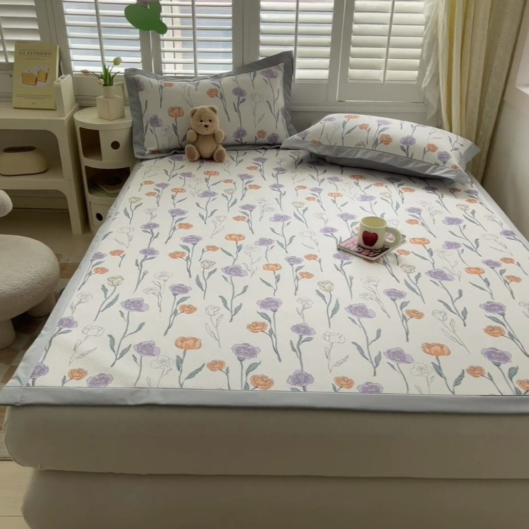 91家纺网 家纺一手货源 找家纺 星座-2025大斜纹复合冰丝凉席 恋恋花语