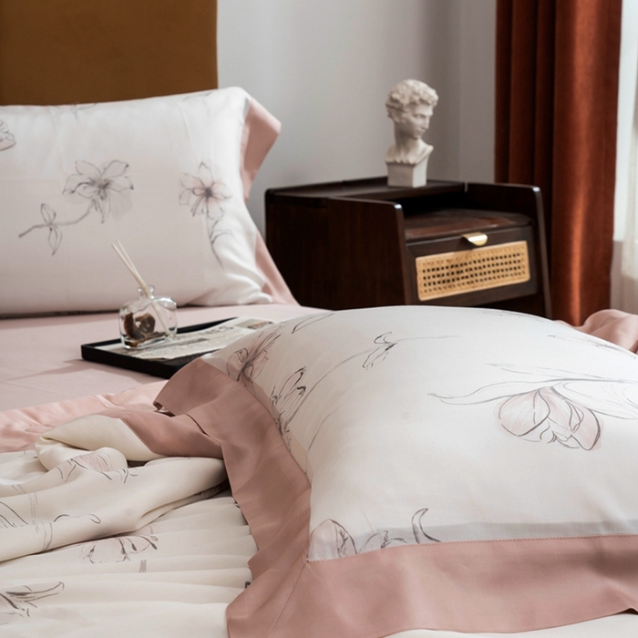 91家纺网 家纺一手货源 找家纺 黛舒家居 2024新款莱赛尔天丝大豆夏被四件套 暗香